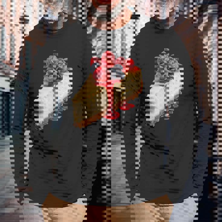 ベリー入りチーズケーキ 長袖Tシャツ 高齢者への贈り物