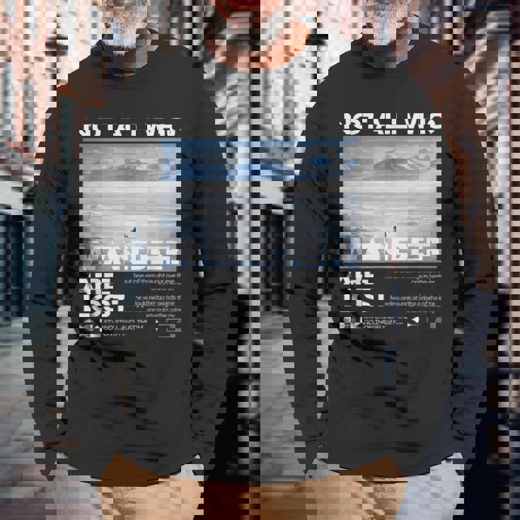 ペンギン「でもどうして」Mountain But Why Meme 長袖Tシャツ 高齢者への贈り物