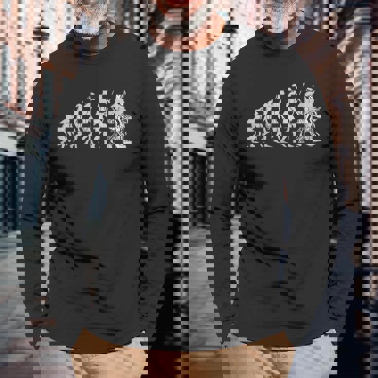 ホッケーゴーリーの進化 面白いアイスホッケー 長袖Tシャツ 高齢者への贈り物