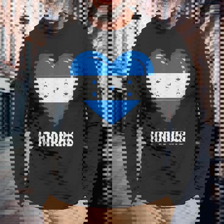 ホンジュラス国旗シャツ 長袖Tシャツ 高齢者への贈り物