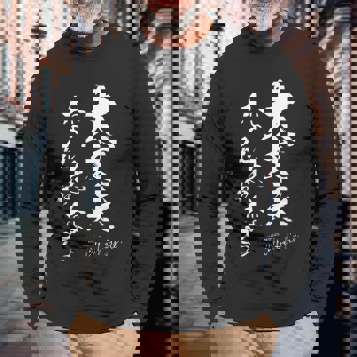 ポジティブな 日本語 毛筆風 書道風 言葉 日本 かっこいい ポジティブ言葉 ポジティブ思考 面白い 長袖Tシャツ 高齢者への贈り物