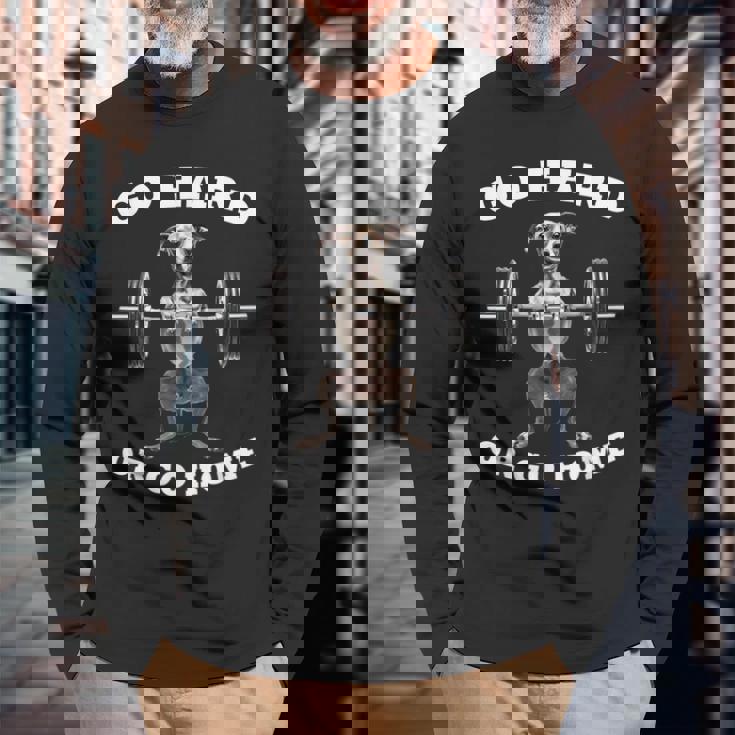 ポンピング ウェイトリフティング おもしろい イタリアングレイハウンド 長袖Tシャツ 高齢者への贈り物