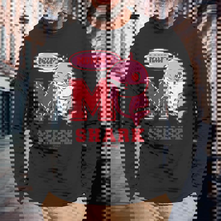 ママシャーク・レトロ・ベイシャーク・サメなかぞく・プレゼント・キッズ・メンズ・ウーマンズ 長袖Tシャツ 高齢者への贈り物
