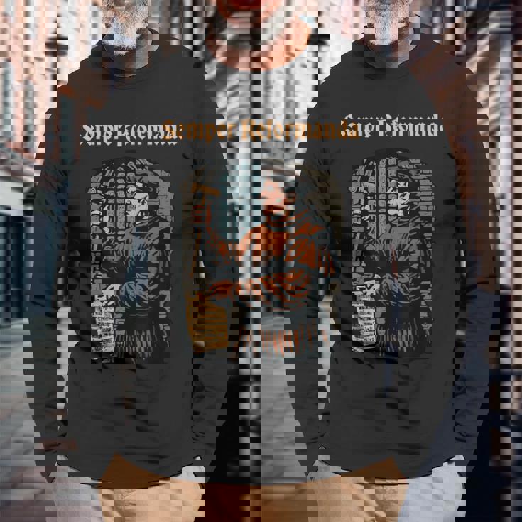 マルティン・ルター宗教改革 ゼンパー・レフォルマンダ・クリスチャン 長袖Tシャツ 高齢者への贈り物