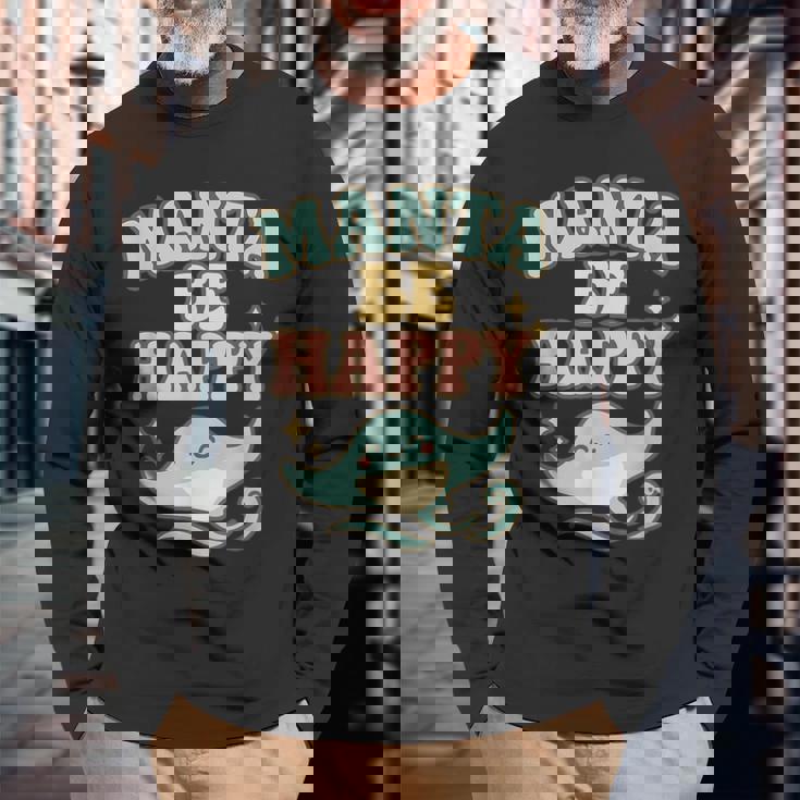 マンタ・ビ・ハッピー 長袖Tシャツ 高齢者への贈り物