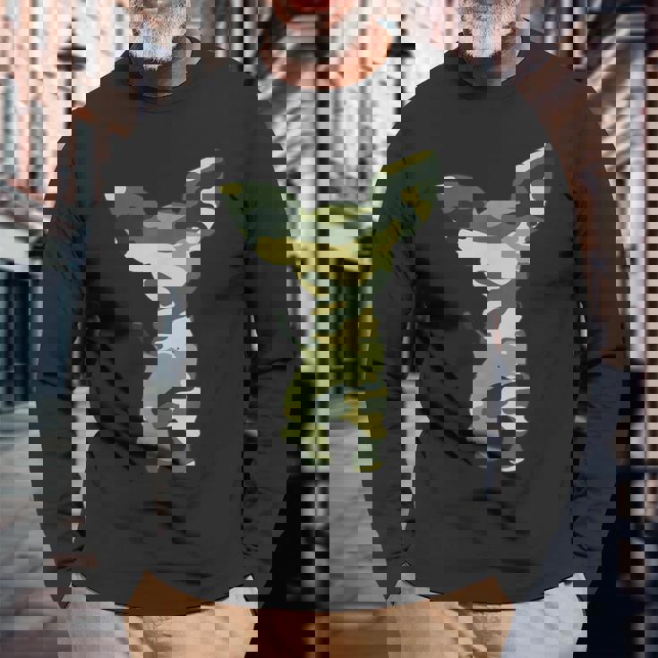 ミリタリー チワワ カモ メンズ プリント Us Dog Pup 退役軍人ギフト 長袖Tシャツ 高齢者への贈り物