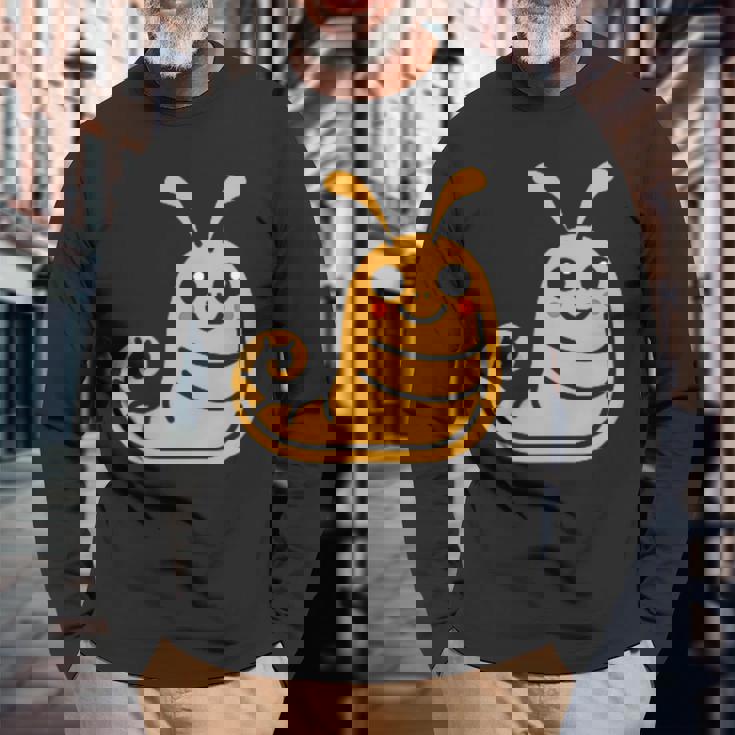 ユーモア ナメクジ 昆虫 かわいい ミニマリスト シンプル ナメクジ 長袖Tシャツ 高齢者への贈り物