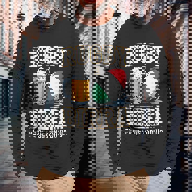 ラグビーとビール だからこそ私はここにいます イタリアのラグビーファン 長袖Tシャツ 高齢者への贈り物