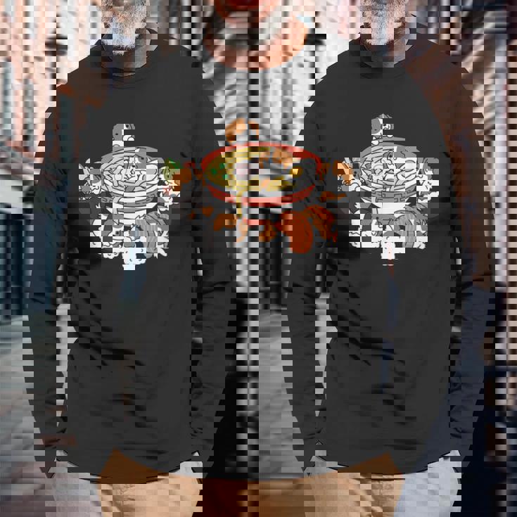 ラーメン寿司キャバリア・キング・チャールズ・スパニエル犬 長袖Tシャツ 高齢者への贈り物