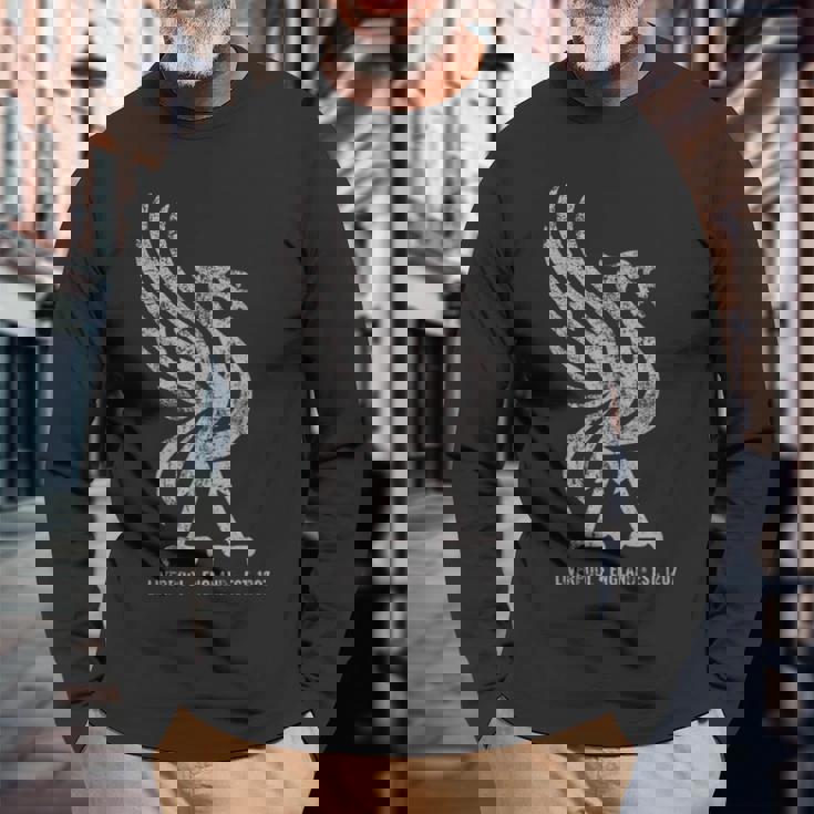 リバプール イングランド Est1207 Colossal Liverbird Grey Age 長袖Tシャツ 高齢者への贈り物