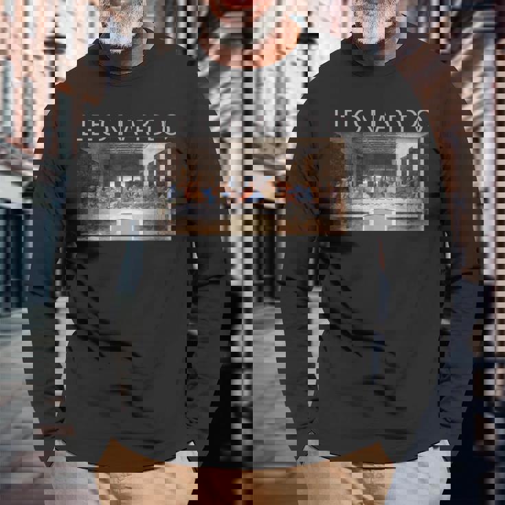 レオナルド ダヴィンチ 面白いtシャツ アート 絵画 メンズ 面白い 服 美術 おもしろ ネタ 長袖Tシャツ 高齢者への贈り物