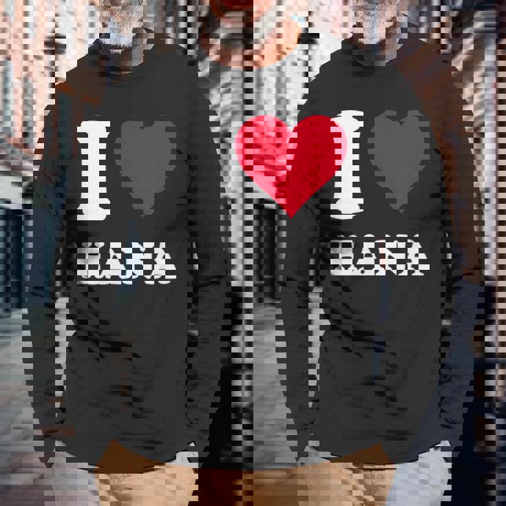 レッドハート I Love Hana 長袖Tシャツ 高齢者への贈り物