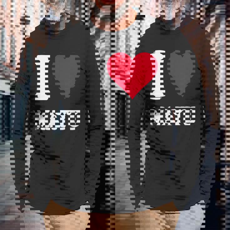 レッドハート I Love Mayu 長袖Tシャツ 高齢者への贈り物