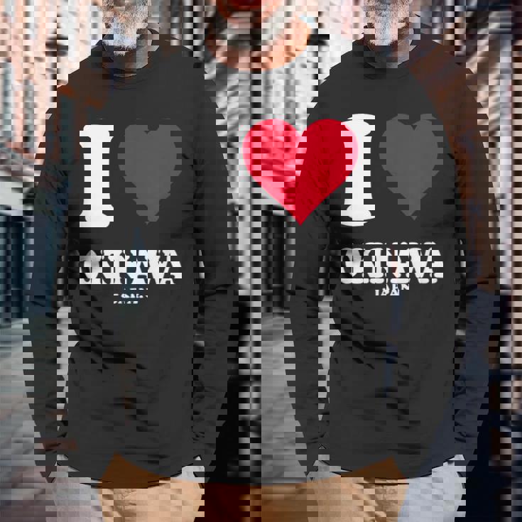 レッドハート I Love 沖縄 長袖Tシャツ 高齢者への贈り物