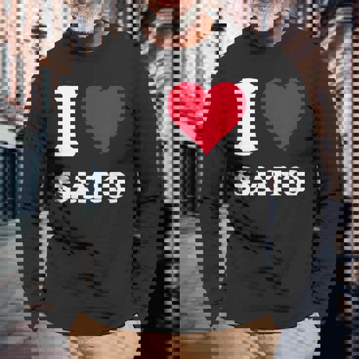 レッドハート I Loveato 長袖Tシャツ 高齢者への贈り物