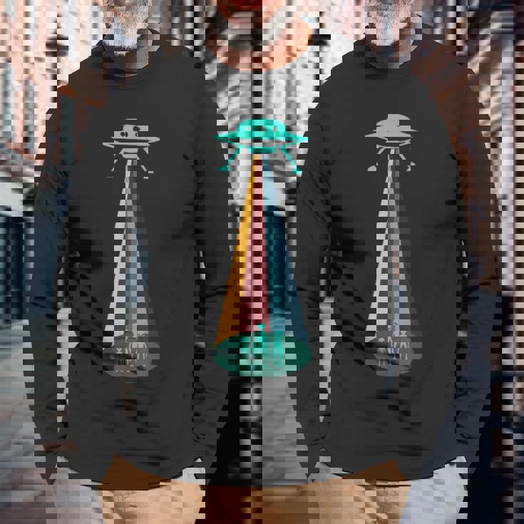 レトロ 宇宙人 宇宙船 Ufo 長袖Tシャツ 高齢者への贈り物