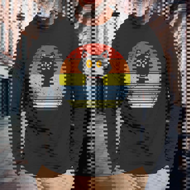 レトロ 猫 ヴィンテージ かわいい 子猫 ニャー キティ キティ 長袖Tシャツ 高齢者への贈り物