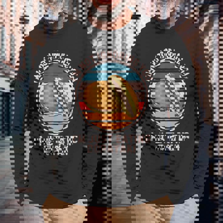 レトロどら焼き 俺は君を無視しない ただ食べているだけどら焼き 長袖Tシャツ 高齢者への贈り物