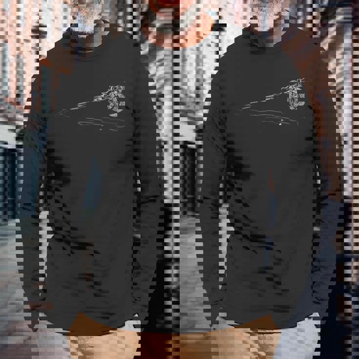 レトロなフライフィッシングフライロッド 長袖Tシャツ 高齢者への贈り物