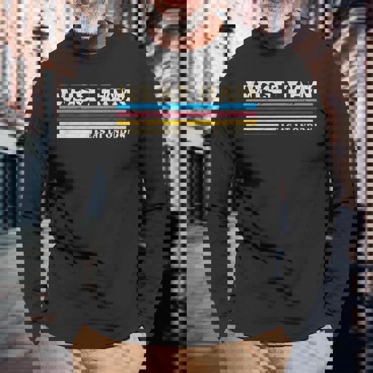 レトロストライプ ウエストハム 長袖Tシャツ 高齢者への贈り物