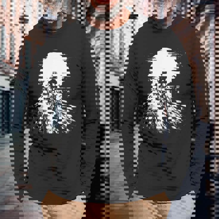 レーシング・サイクリスト、バイカー・サイクリズムを描く 長袖tシャツ 長袖Tシャツ 高齢者への贈り物