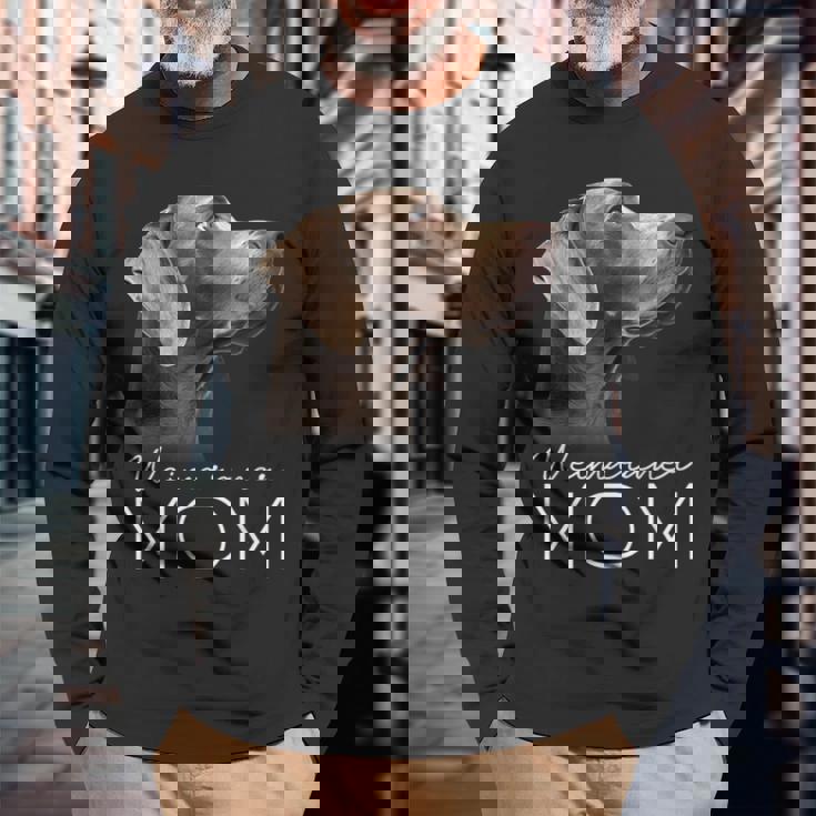 ワイマラナー 犬 ママ 長袖Tシャツ 高齢者への贈り物