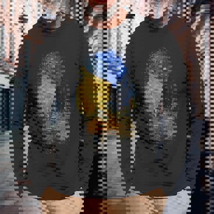 ヴィンセント・ヴァン・ゴッホ作 夜のカフェテラス 長袖Tシャツ 高齢者への贈り物