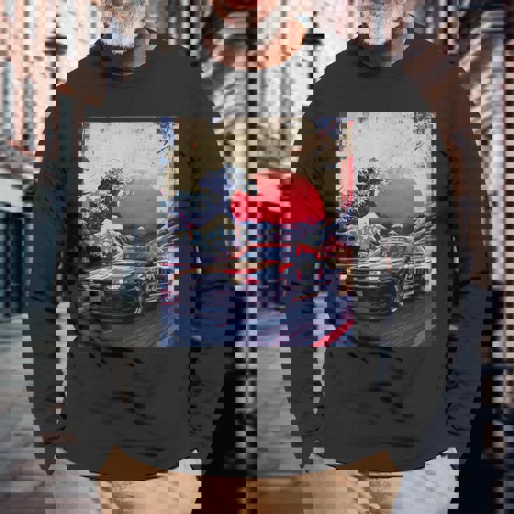 ヴィンテージ Jdm ドリフト レースカー 和波沖 神奈川 アート 長袖Tシャツ 高齢者への贈り物