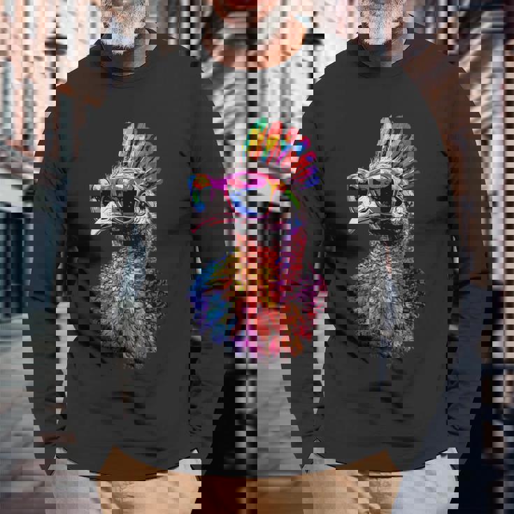 七面鳥 鳥 七面鳥 雉 七面鳥 長袖Tシャツ 高齢者への贈り物