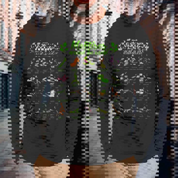 世界のカマキリ カマキリ 長袖Tシャツ 高齢者への贈り物