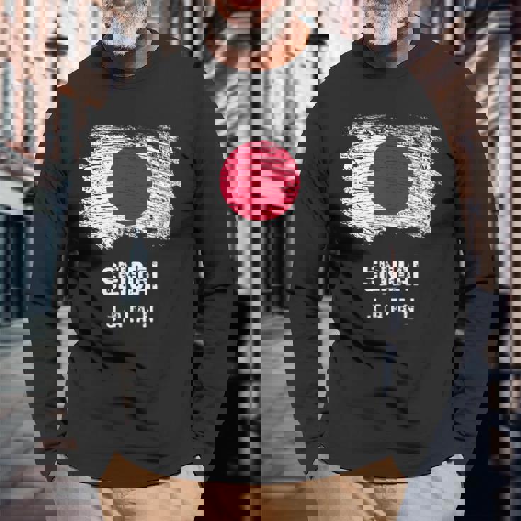 仙台ジャパン 休暇お土産 日本国旗 アンティーク調 長袖Tシャツ 高齢者への贈り物