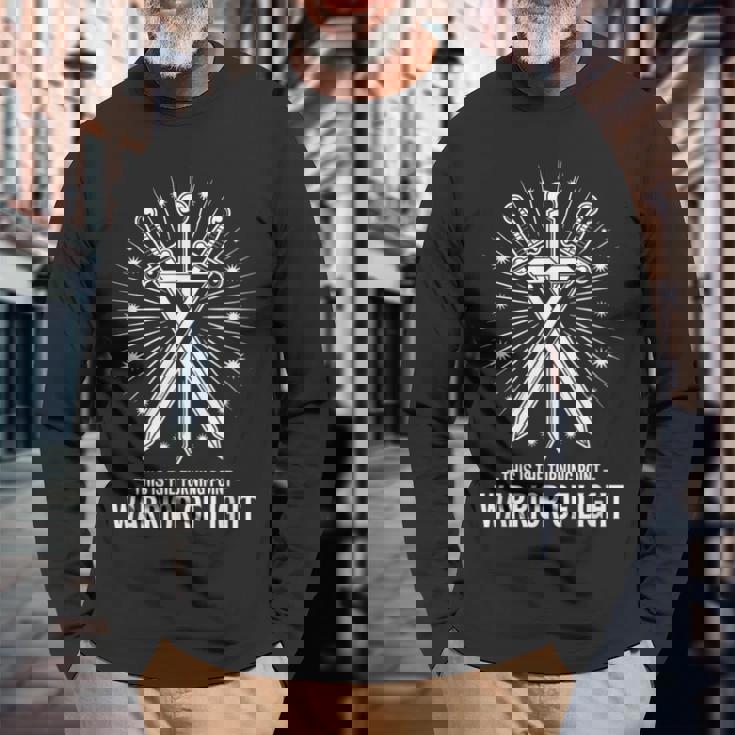 光の戦士 Warrior Of Light This Is The Turning Point 交差する剣 長袖Tシャツ 高齢者への贈り物