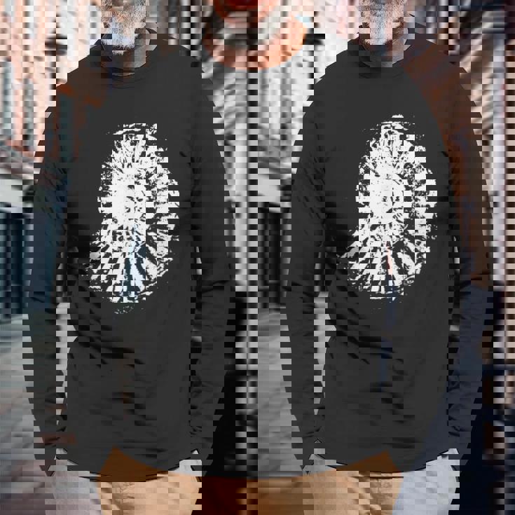 古生物学 アンモナイトプリント、古生物学者 化石アンモナイト 長袖Tシャツ 高齢者への贈り物