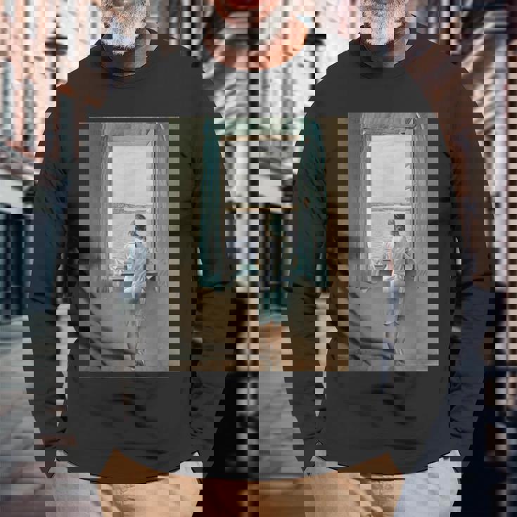 名画イラスト 長袖Tシャツ 高齢者への贈り物