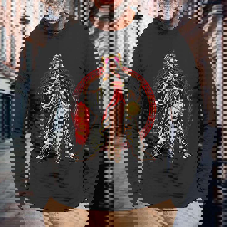 天照大神 太陽 女神 古代日本神話 神 長袖Tシャツ 高齢者への贈り物