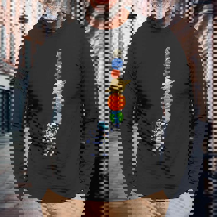 宇宙飛行士 プラネット アイスクリーム 宇宙服 長袖Tシャツ 高齢者への贈り物