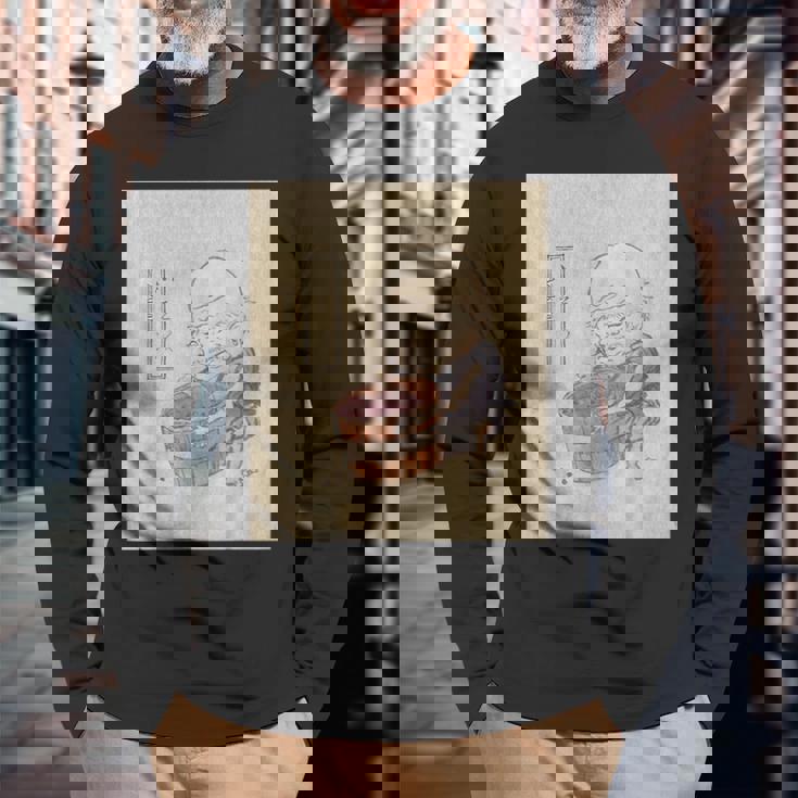 小豆洗い【日本の妖怪シリーズ】 長袖Tシャツ 高齢者への贈り物