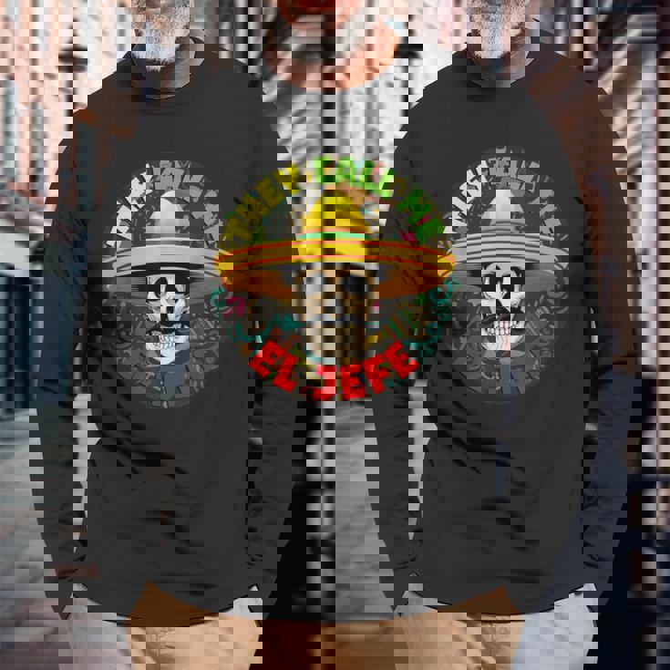 彼らは私をエルジェフェファニースケルトンメキシカンカラベラと呼んでいます 長袖Tシャツ 高齢者への贈り物