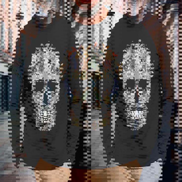 怖い スカル バニー ウサギ ホラー ハロウィン 長袖Tシャツ 高齢者への贈り物