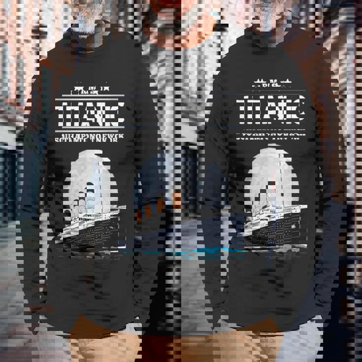 息子のための1912年のヴィンテージタイタニック航海船クルーズギフト 長袖Tシャツ 高齢者への贈り物