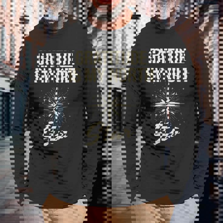 感謝の気持ち 私の北極星 天体観測 宇宙研究 長袖Tシャツ 高齢者への贈り物