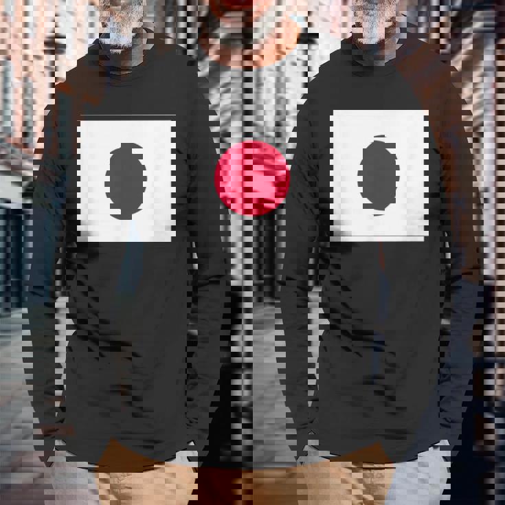 日本の国旗 日の丸 昇る太陽 日本 日書き デザイン 長袖Tシャツ 高齢者への贈り物