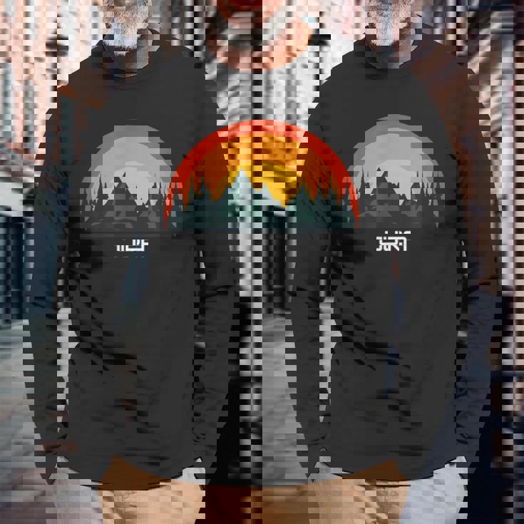 日没のジュラ山脈とハイマートカントン 長袖Tシャツ 高齢者への贈り物