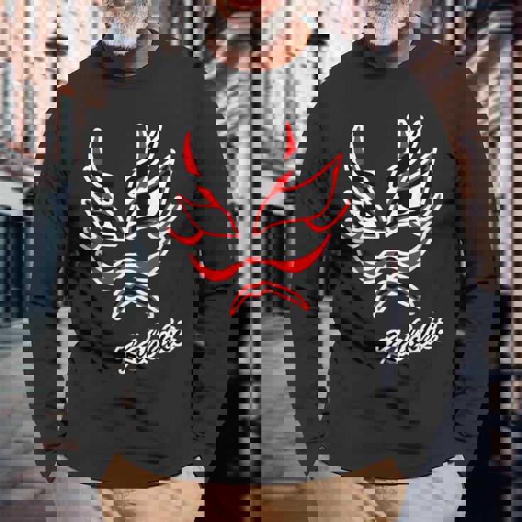 歌舞伎 カブキ Kabuki【顔】日本 文化 和柄 面白い 長袖Tシャツ 高齢者への贈り物