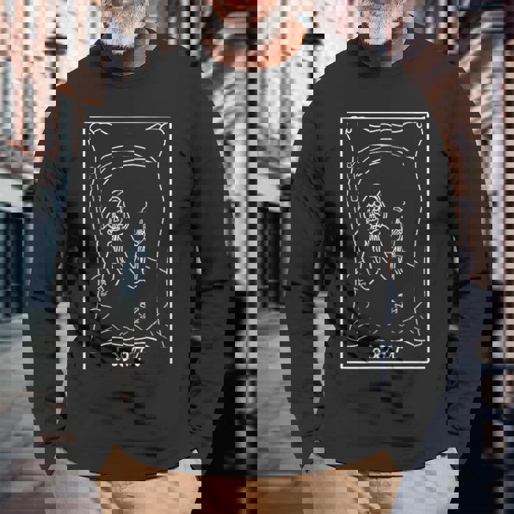 死のタロットカード 死神 長袖Tシャツ 高齢者への贈り物