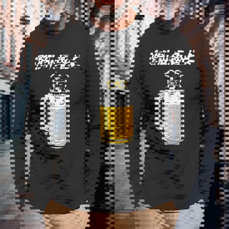 燃料は酒 ボーダーコリー グッズ 犬 おもしろ 面白い ネタ 飲み会 長袖tシャツ 長袖Tシャツ 高齢者への贈り物