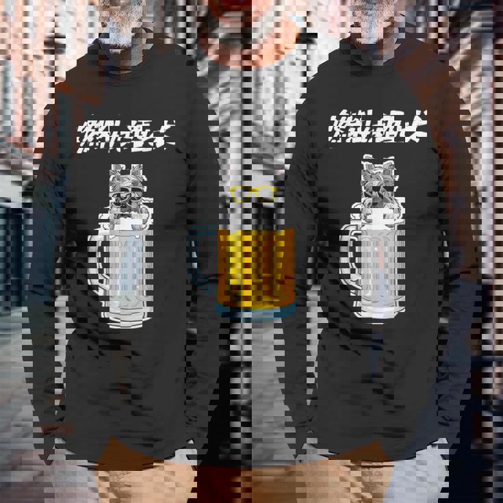 燃料は酒 ヨークシャーテリア グッズ 犬好き おもしろ 面白い ネタ 笑える 飲み会 長袖Tシャツ 高齢者への贈り物