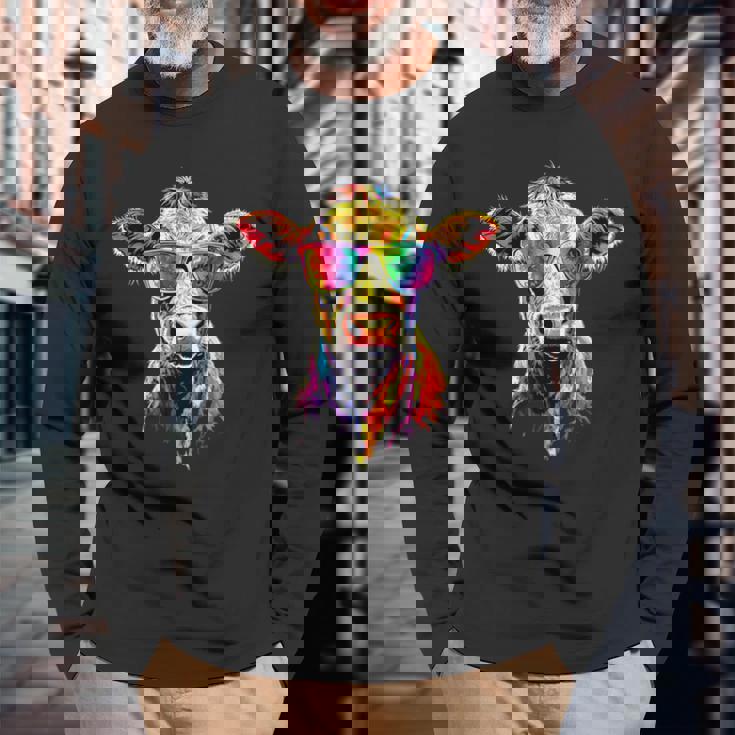 牛 農家 牛乳 ビーガン 子牛 牧場 甘い牛 長袖Tシャツ 高齢者への贈り物