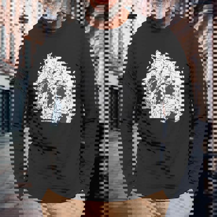 猫 ガイコツ メンズ おもしろ かわいい ネコ 面白いtシャツ 動物 メンズ レディース にゃんこ ネタ 服 長袖tシャツ 長袖Tシャツ 高齢者への贈り物