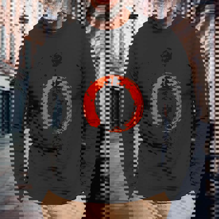 甲斐犬命 筆文字 和風 長袖Tシャツ 高齢者への贈り物